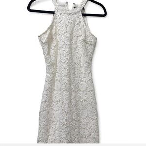 Lulu's Ivory Floral Lace halter Dress